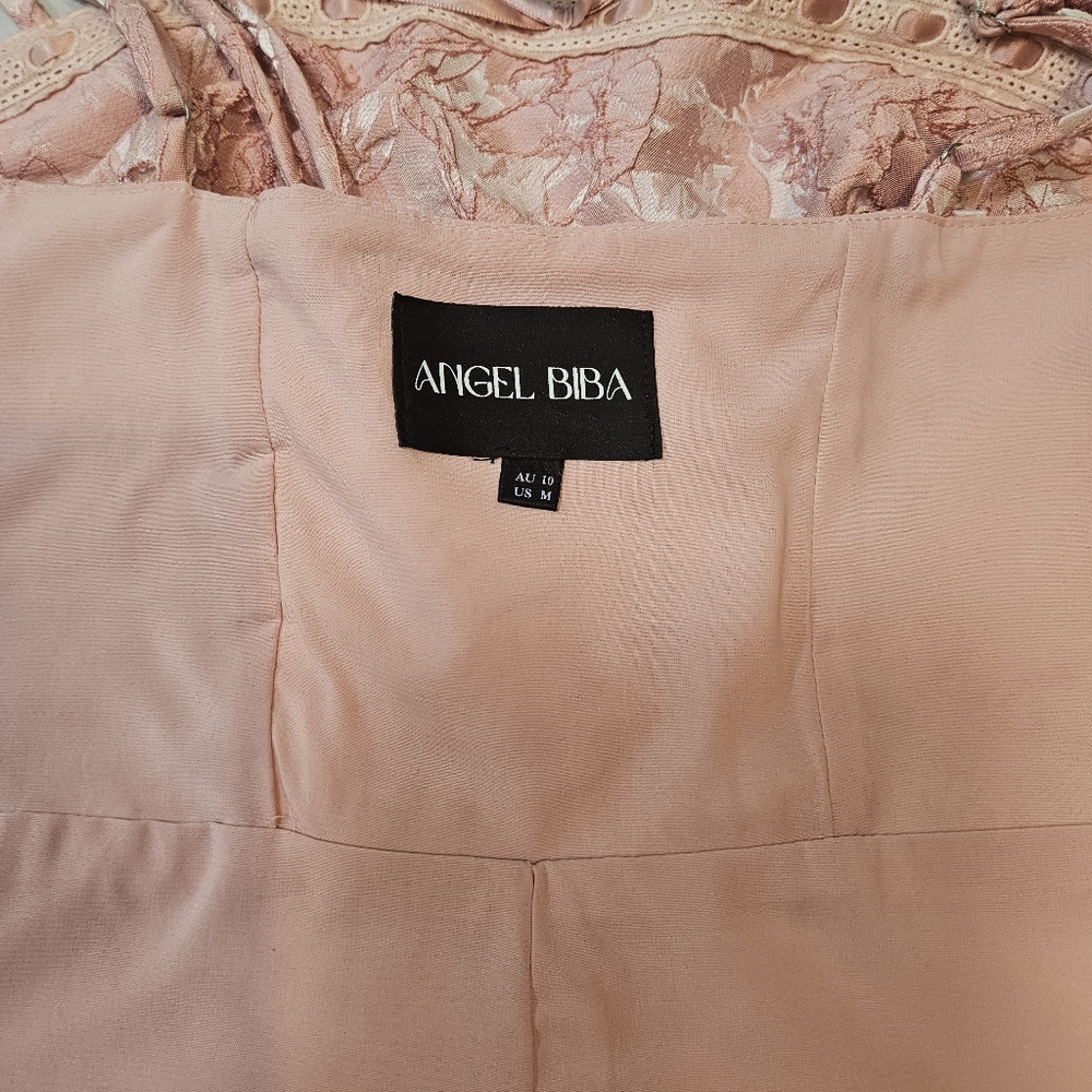 Angel Biba Kyrah Floral Lace-Up Back Mini Dress Pink (Australia) - Size M - Picture 16 of 16